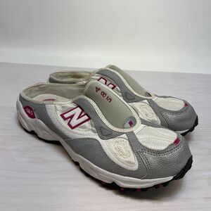 New Balance 485 Slip On Womens Size 10 White Leather Mule Shoes CWS485WJ